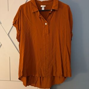 Ava & Viv Women's Button-Down Shirt in Warm Orange